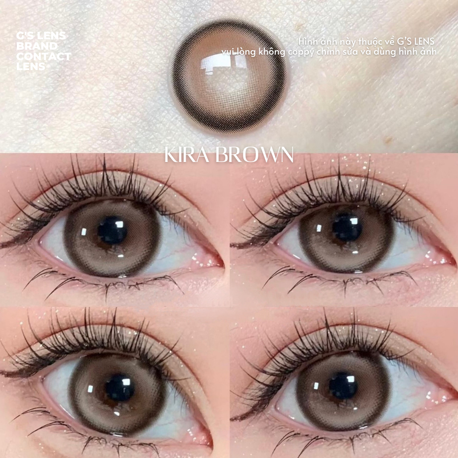Kính áp tròng Gtrendy KIRA BROWN màu nâu gỗ lens cận 6 tháng G.DIA 14.3mm có độ (0-8) NỘI ĐỊA TRUNG
