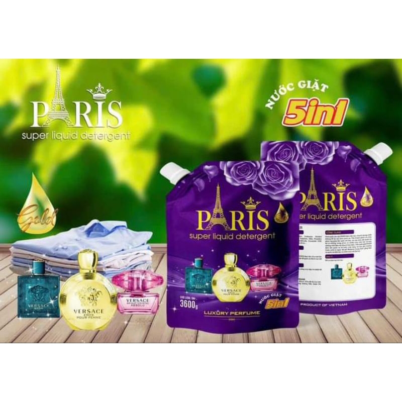 Nước Giặt Paris túi 3600ml Hương Hoa Pháp siêu sạch và thơm an toàn cho da không hóa chất.