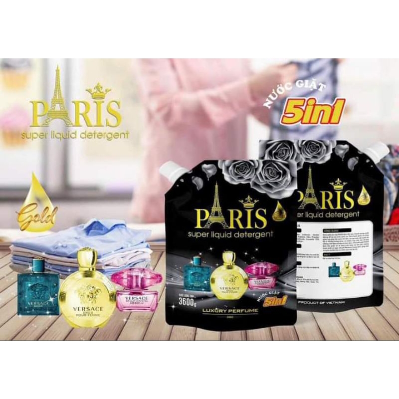 Nước Giặt Paris túi 3600ml Hương Hoa Pháp siêu sạch và thơm an toàn cho da không hóa chất.