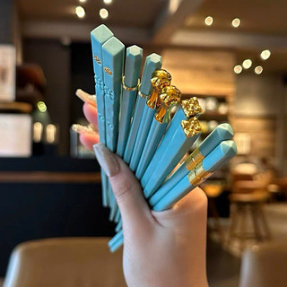 Set 5 Đũa sợi thuỷ tinh xanh ngọc không mốc,kháng khuẩn,chịu nhiệt cao sang chảnh