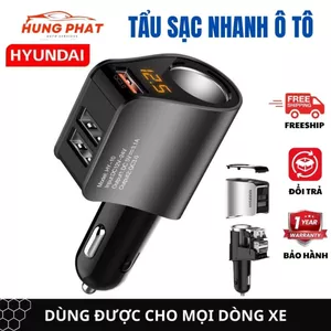 Tẩu Sạc ô tô, xe hơi chính hãng HY-10 cổng tẩu sạc nhanh và USB sạc nhanh - Có Đèn Led Báo Điện Áp Ắc Quy-Hưng Phát Auto