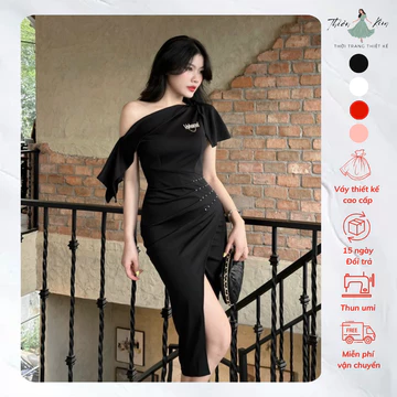 Đầm Body Lệch Vai Kèm Phụ Kiện Trẻ Trung, Váy Body Sexy Dạ Tiệc Thiết Kế Bigsize B44