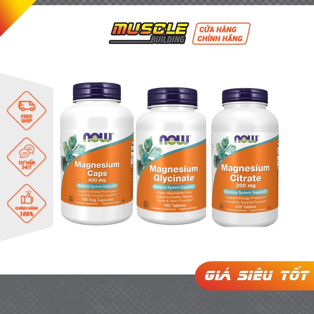 Now Magnesium Citrate 200MG, Now Magnesium Glycinate 200MG, Now ...