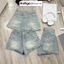 Quần short jean nữ lưng cao chất denim không co giãn thêu nơ túi trước sau Anngo - AT479