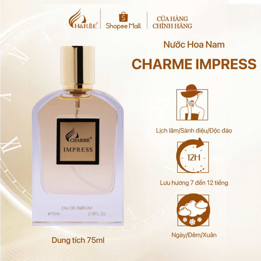 Ảnh Nước Hoa Nam CHARME IMPRESS 75ml Lưu Hương Lâu Phong Cách Quyến Rũ, Lôi Cuốn, Lịch Lãm 3