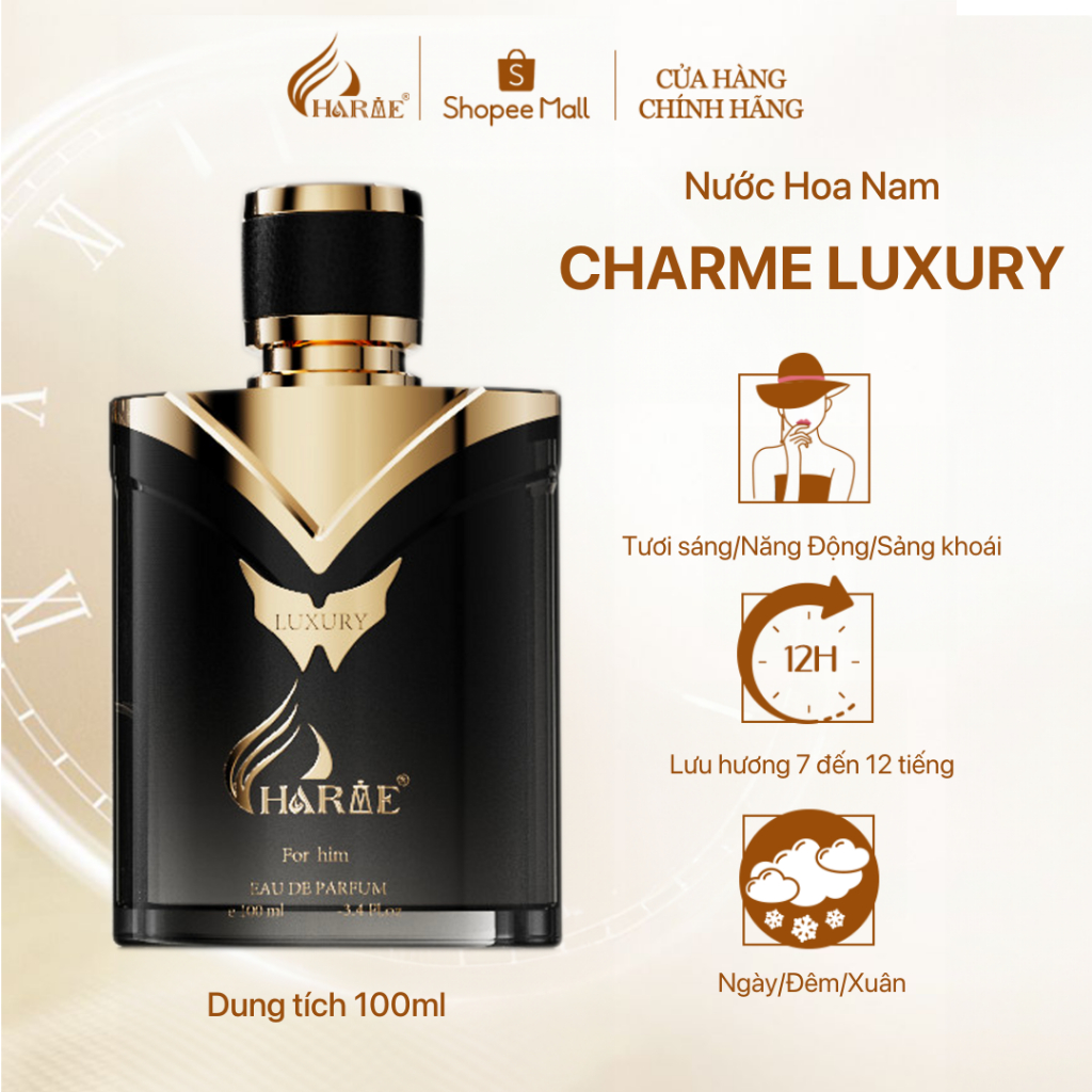 Ảnh Nước Hoa Nam Charme Luxury 100ml Chính Hãng, Hộp Cứng Lưu Hương Lâu, Nam Tính, Lịch Lãm 3