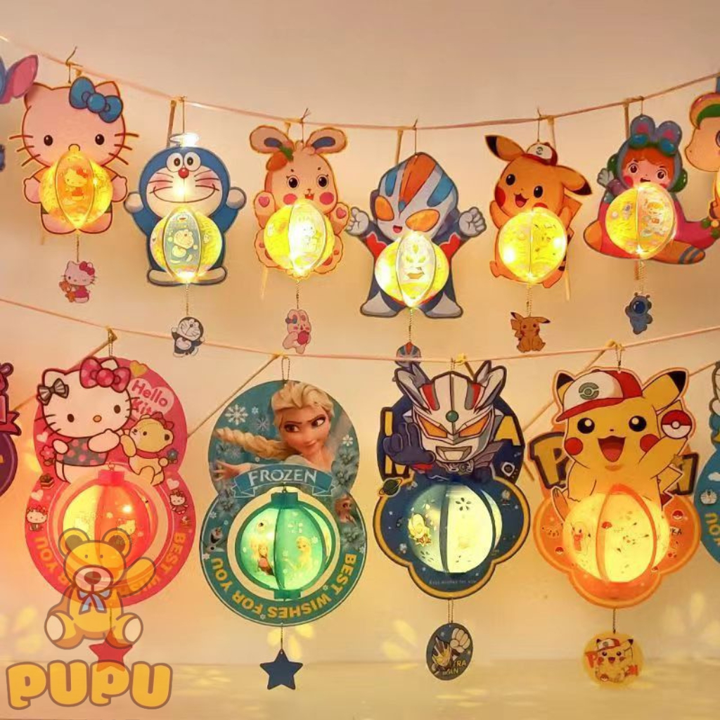 Lồng Đèn Trung Thu Đèn Trung Thu 5D Có Đèn Led Loại To Cao 39 cm Dễ Thương Đa Dạng Mẫu Mã Cho Bé - PUPU HOUSE