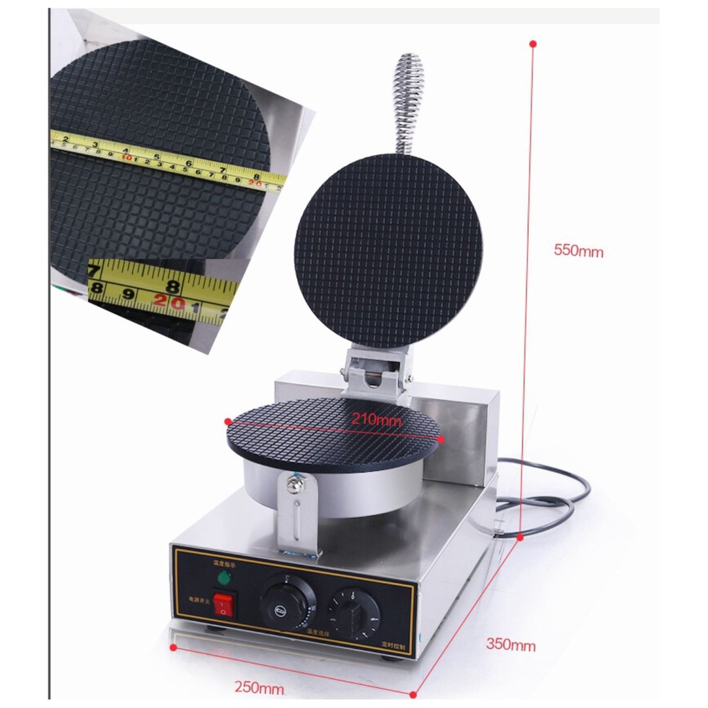 Máy nướng bánh ốc quế, máy làm vỏ ốc quế 1200W gia nhiệt kép, chống dính telfon siêu bền