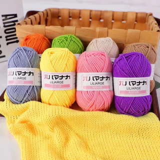 Len Milk Cotton Cuộn 25g LYLYCRAFT, Len Cotton Hàn Nhí Sợi 2mm Sử Dụng Kim Móc Len 2mm Gồm 64 Màu