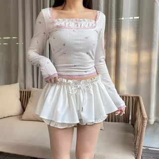 Chân váy tầng xoè vải nỉ phồng rút dây xinh xám đen trắng có quần trong VANISA CV0018