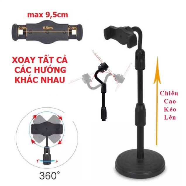 GIÁ ĐỠ ĐIỆN THOẠI LIVETREAM XOAY 360 ĐỘ, XEM VIDEO, ĐẾ NẶNG KHÔNG ĐỔ, KỆ ĐỠ ĐIỆN THOẠI HÀNG CHUẨN