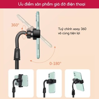 (COMBO 2) GIÁ ĐỠ ĐIỆN THOẠI LIVESTREAM XOAY 360 ĐỘ - Ổn Định Khi Quay Phim Ghi Hình Đa Năng, Kẹp Điện Thoại Tiện Lợi