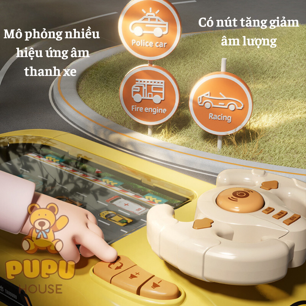 Đồ Chơi ô tô Đường Đua Xe Có Màn Hình Chuyển Động Cho Bé Điều Khiển Có Vô Lăng Đồ Chơi Đua Xe Cho Bé - PUPU HOUSE