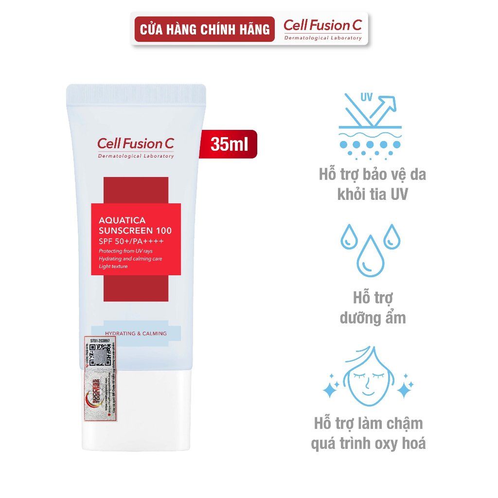 Ảnh [COMBO 35ML + 35ML] Kem Chống Nắng Cấp Ẩm & Dịu Da Cell Fusion C Aquatica Sunscreen 100 SPF 50+/PA++++ 1