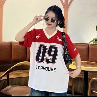 Áo phông số 09 cổ chữ V, Áo phông tay lỡ Unisex Cotton co dãn