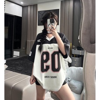 Áo phông số 09 cổ chữ V, Áo phông tay lỡ Unisex Cotton co dãn