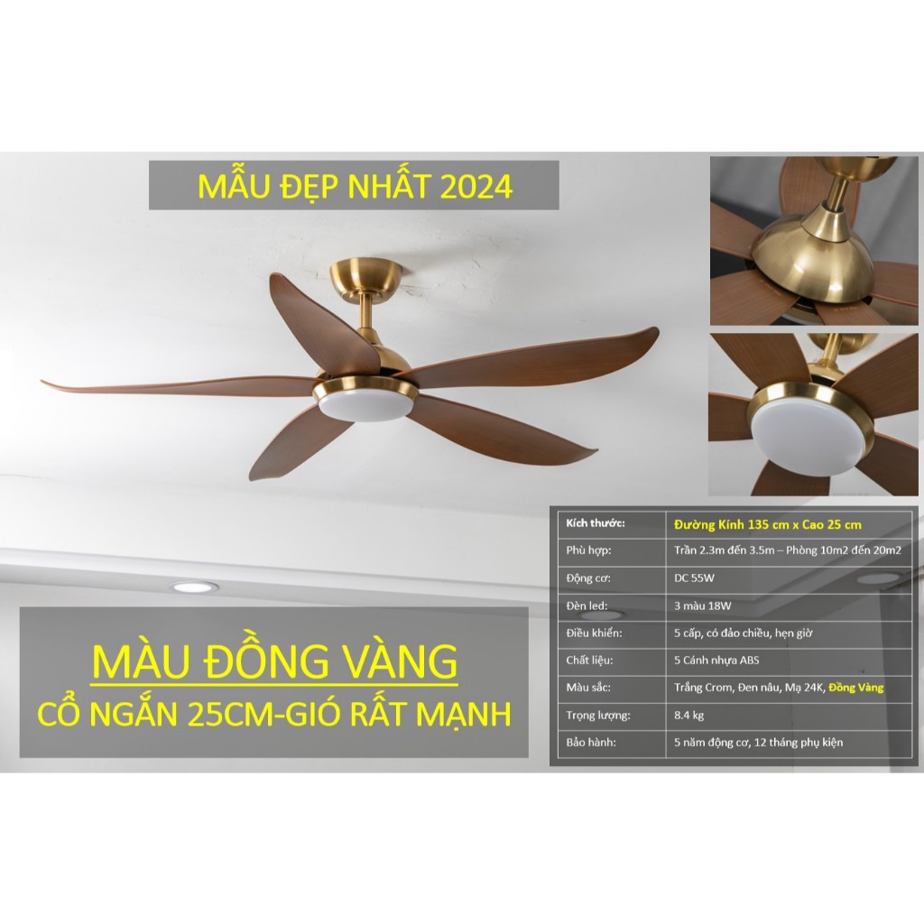Ảnh Quạt Trần Đẹp | Quạt Trần Đèn Gió Mạnh LGFAN669 | Quạt Trần Chung Cư Cổ Ngắn 25cm 3