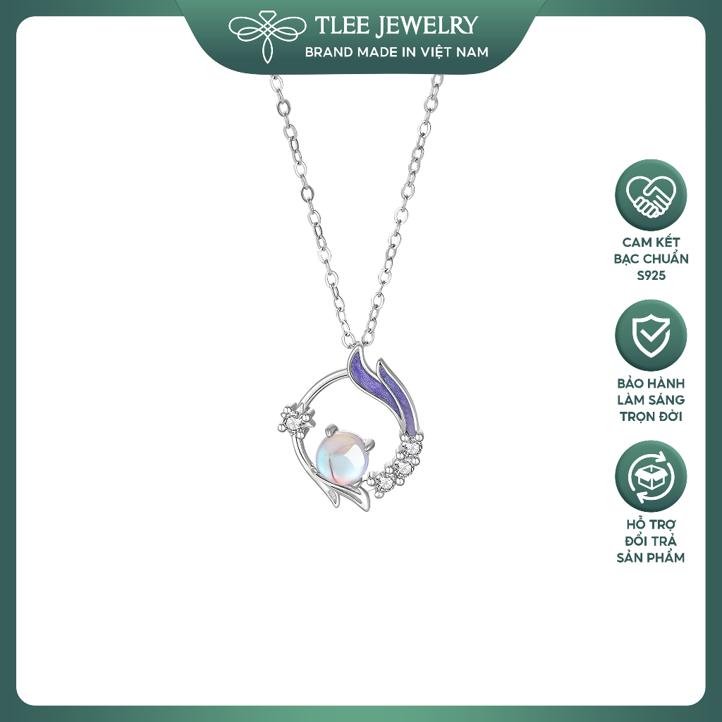 Dây chuyền bạc nữ TLEE đuôi cáo mặt đá moon nữ tính TLEE JEWELRY D0262 | BigBuy360 - bigbuy360.vn