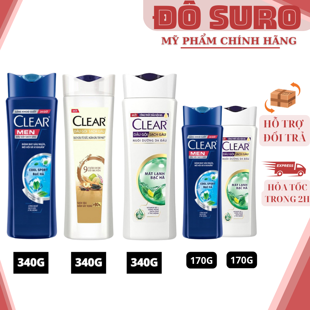 Dầu gội , Dầu  gội sạch gàu clear bạc hà chai 170g - 350g