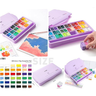 HIMI GOUACHE - Bộ Màu vẽ Gouache dạng màu thạch 36/48 màu tươi sáng ♥ HIMI Twin Cup Jelly Gouache Paint Set 36/48 Colors