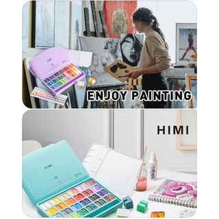 HIMI GOUACHE - Bộ Màu vẽ Gouache dạng màu thạch 36/48 màu tươi sáng ♥ HIMI Twin Cup Jelly Gouache Paint Set 36/48 Colors