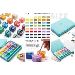 HIMI GOUACHE - Bộ Màu vẽ Gouache dạng màu thạch 36/48 màu tươi sáng ♥ HIMI Twin Cup Jelly Gouache Paint Set 36/48 Colors