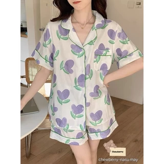 Bộ Đồ Ngủ Pijama Nữ QUẢ ĐÀO Kate Tay Cộc Mặc Nhà Xinh