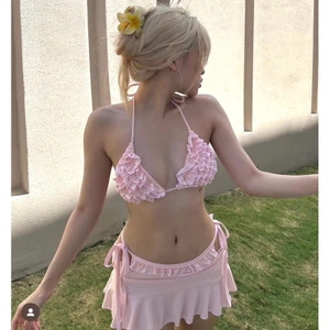 Bikini 3 món bộ tam giác bèo nhún tiểu thư hàng thiết kế (sẵn hàng - ship hoả tốc)