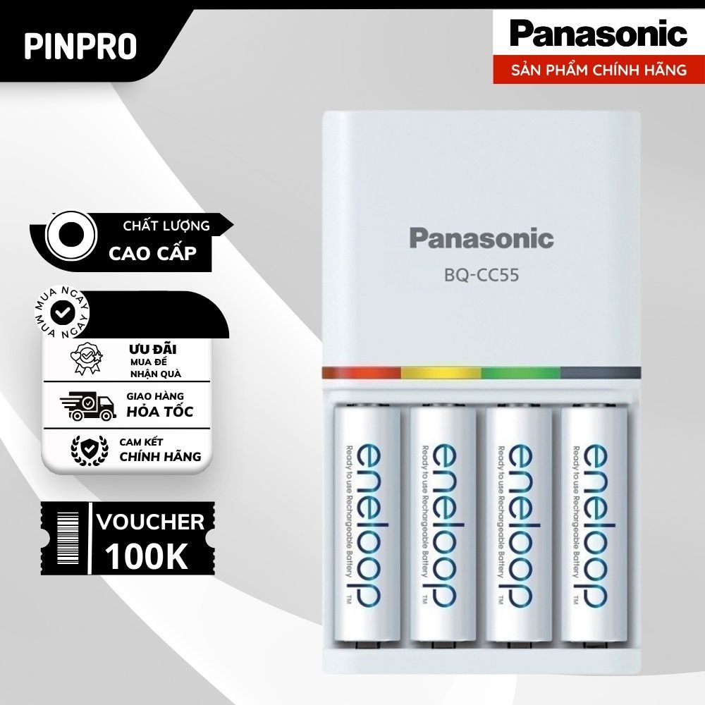 Bộ Sạc Nhanh BQ-CC55 Panasonic Eneloop K - KJ55MCCE40V ( Kèm 4 Pin ...