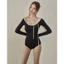 Bikini 1 mảnh, bikini liền thân dài tay buộc nơ, bộ đồ bơi cao cấp đi biển cho nữ phong cách