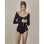 Bikini 1 mảnh, bikini liền thân dài tay buộc nơ, bộ đồ bơi cao cấp đi biển cho nữ phong cách