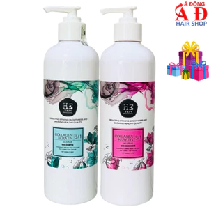 Bộ dầu gội xả HE TEPI Collagen Keratin siêu mượt phục hồi tóc 3 in 1 500ml