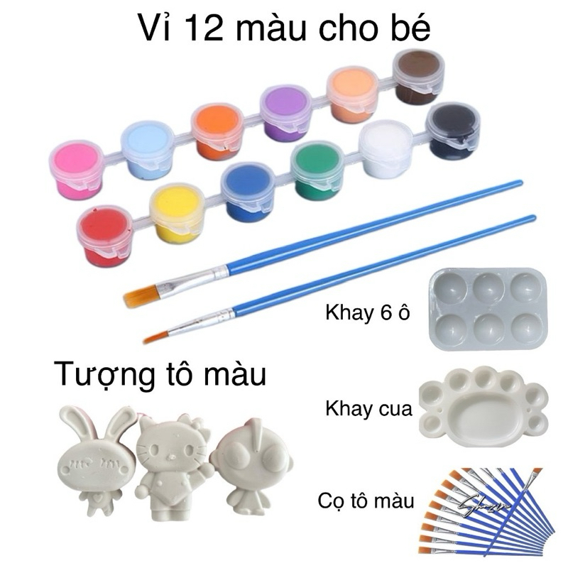SET 6 HỘP 6 MÀU NƯỚC TÔ LỒNG ĐÈN - TÔ TƯỢNG