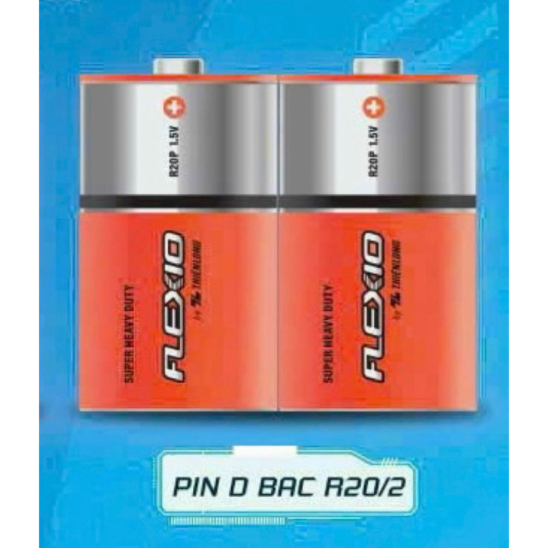 VỈ 2 QUẢ PIN ĐẠI R20P 1,5V FLEXIO TL - VPP QUỐC HUY.