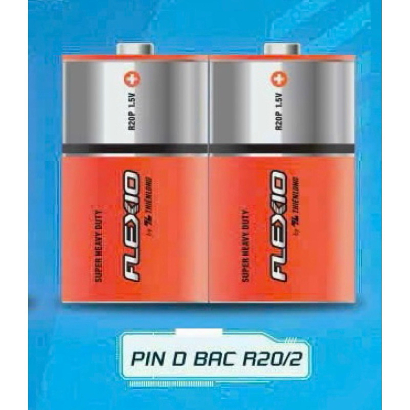 VỈ 2 QUẢ PIN ĐẠI R20P 1,5V FLEXIO TL - VPP QUỐC HUY.