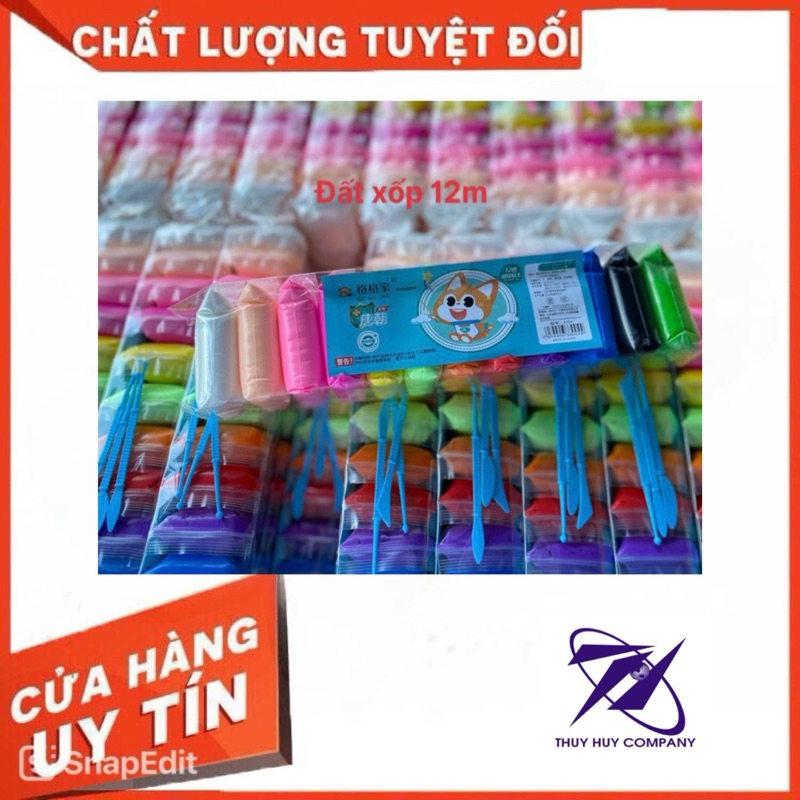 ĐẤT SÉT TỰ KHÔ, ĐẤT XỐP 12  MÀU - VPP QUỐC HUY.