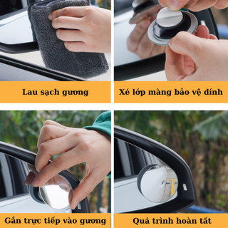 Cặp gương cầu lồi ô tô rõ nét không điểm mù. Gương chiếu hậu chống 360 độ điểm mù cho xe hơi