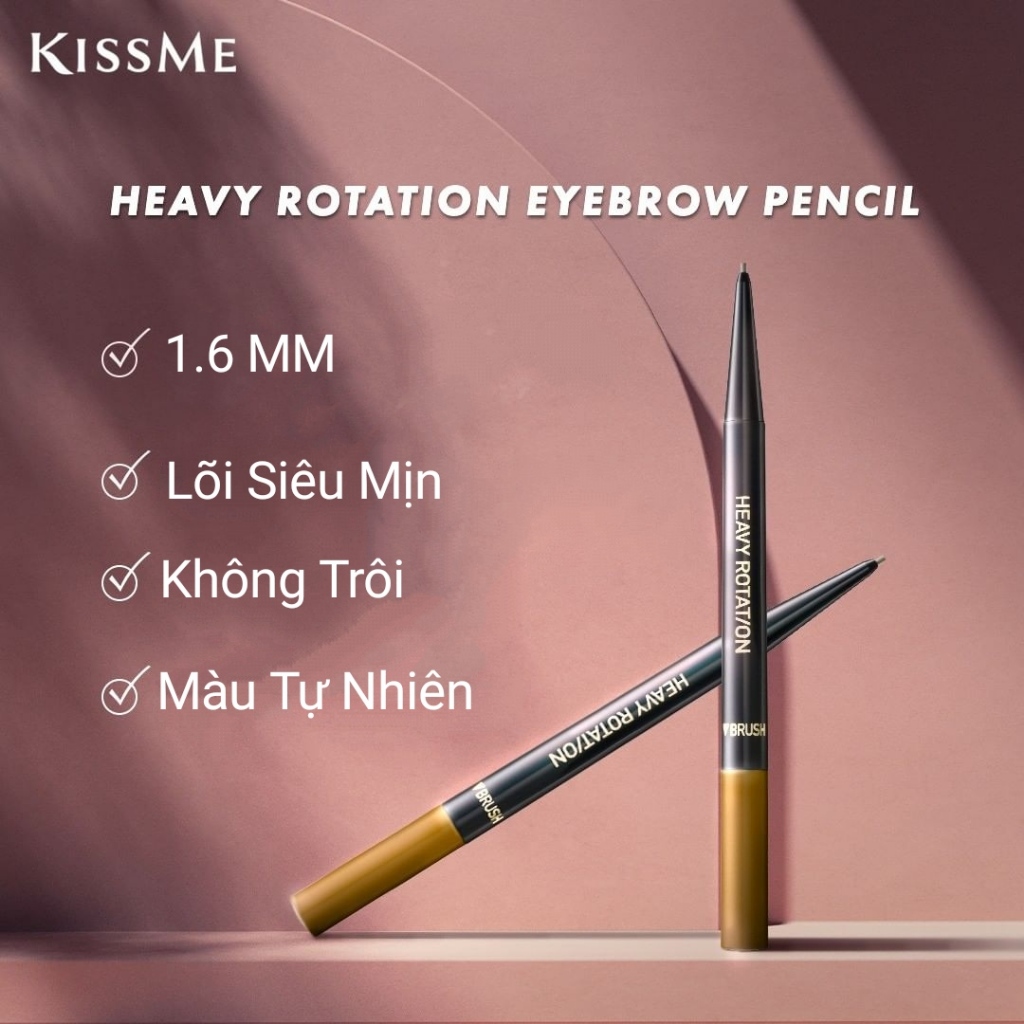Bút Chì Sáp Kẻ Lông Mày Chống Lem Trôi Lõi Siêu Mịn Kissme Heavy Rotation  (0,09g) Màu Xám Tro #08
