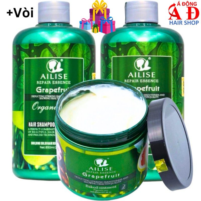 Bộ dầu gội xả hấp bưởi phục hồi, giảm rụng, mọc tóc nhanh Ailise Roucllty Valert Grapefruit 800ml