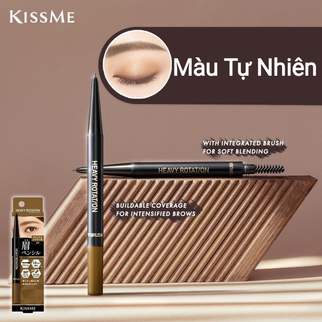 Bút Chì Sáp Kẻ Lông Mày Chống Trôi Lõi Siêu Mịn Kissme Heavy Rotation (0,09g) Màu Nâu Tự Nhiên #04