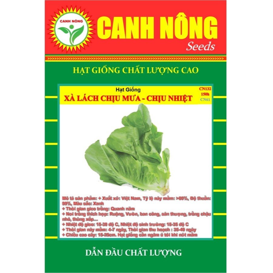 Hạt giống Rau Ăn Lá Trồng Quanh Năm, Nảy Mầm Tốt, Dễ Chăm, Nhanh Thu Hoạch - Hạt giống CANH NÔNG