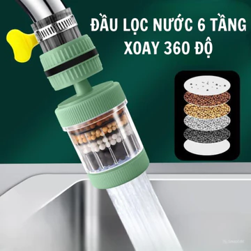 Đầu Lọc Nước Sạch Tại Vòi 6 Lớp Xoay 360 Độ Lọc Sạch Căn Bẩn Đầu Vòi Lọc Nước Gắn Trực Tiếp Tại Vòi Nước Nhà Bếp Nhà Tắm