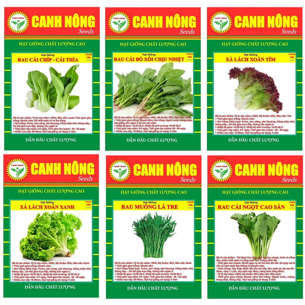Hạt giống Rau Ăn Lá Trồng Quanh Năm, Nảy Mầm Tốt, Dễ Chăm, Nhanh Thu Hoạch - Hạt giống CANH NÔNG