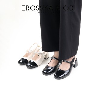 Erosska - Giày cao gót nữ quai ngang đính hạt ngọc kiểu dáng sang trọng màu kem cao 6cm - EL041