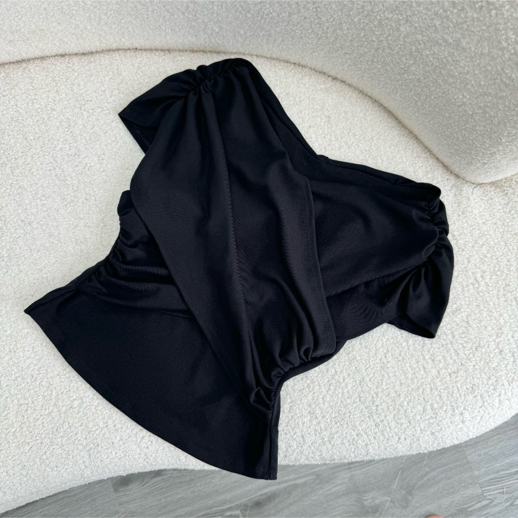 Áo Thun Trễ Vai Kiểu Bigsize Nữ Chéo Ngực Chất Vải Borip Co Giãn Phong Cách Hiện Đại A240