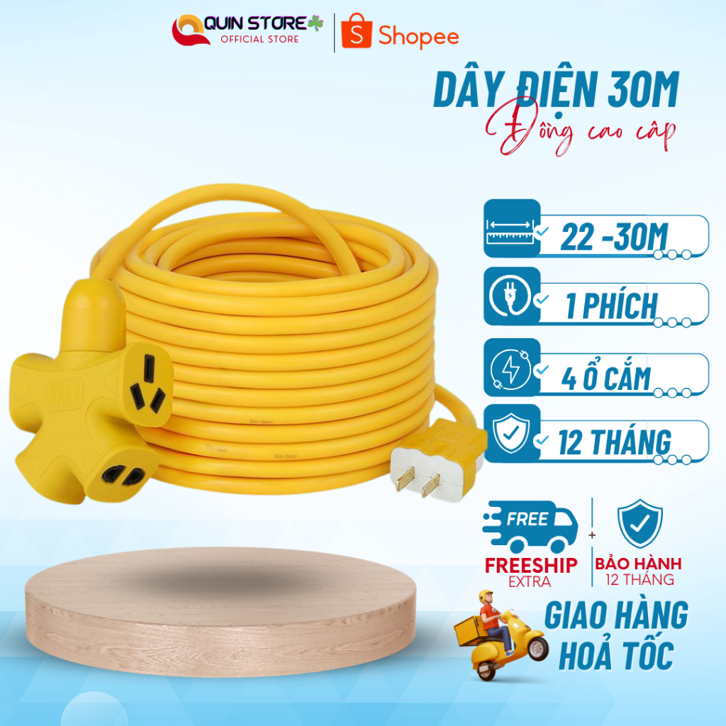 Cuộn Dây Điện Kèm Ổ Cắm, Phích Cắm Đúc Chịu Lực Cao Đa Năng Tiện Lợi Dài 22 30m