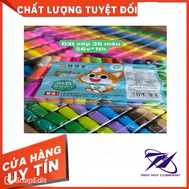 ĐẤT XỐP TỰ KHÔ, ĐẤT SÉT TỰ KHÔ, 24 MÀU, NẶN HÌNH CAO CẤP SIÊU NHẸ , AN TOÀN CHO BÉ - VPP QUỐC HUY.
