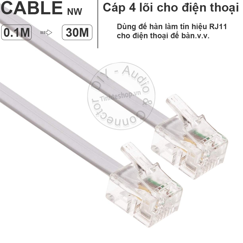 Dây RJ11 4pin cho điện thoại để bàn DIY 0.3 đến 10 mét - RJ11 signal ...