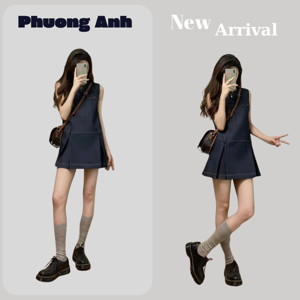 Váy tay hến dáng dài xòe nhẹ phối nắp túi cực sang chảnh