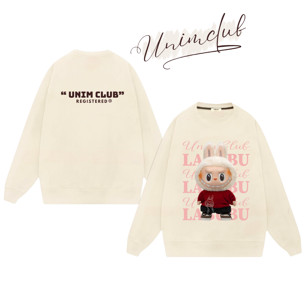 [Nỉ Chân Cua] Áo Sweater Labubu Áo Dài Tay Thu Đông Unisex Unim Club Chất Nỉ Chân Cua Premium Định Lượng 350 GSM